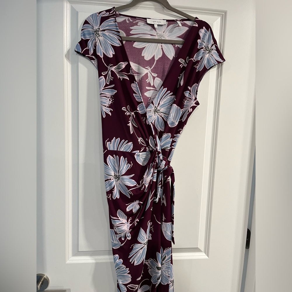 Lark & Ro Asymmetrical Dress in Purple Floral